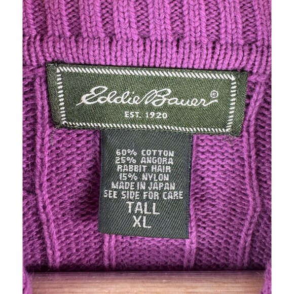 VTG Eddie Bauer Angora and Rabbit hair blend turtle neck sweater fuschia XL - Picture 2 of 5